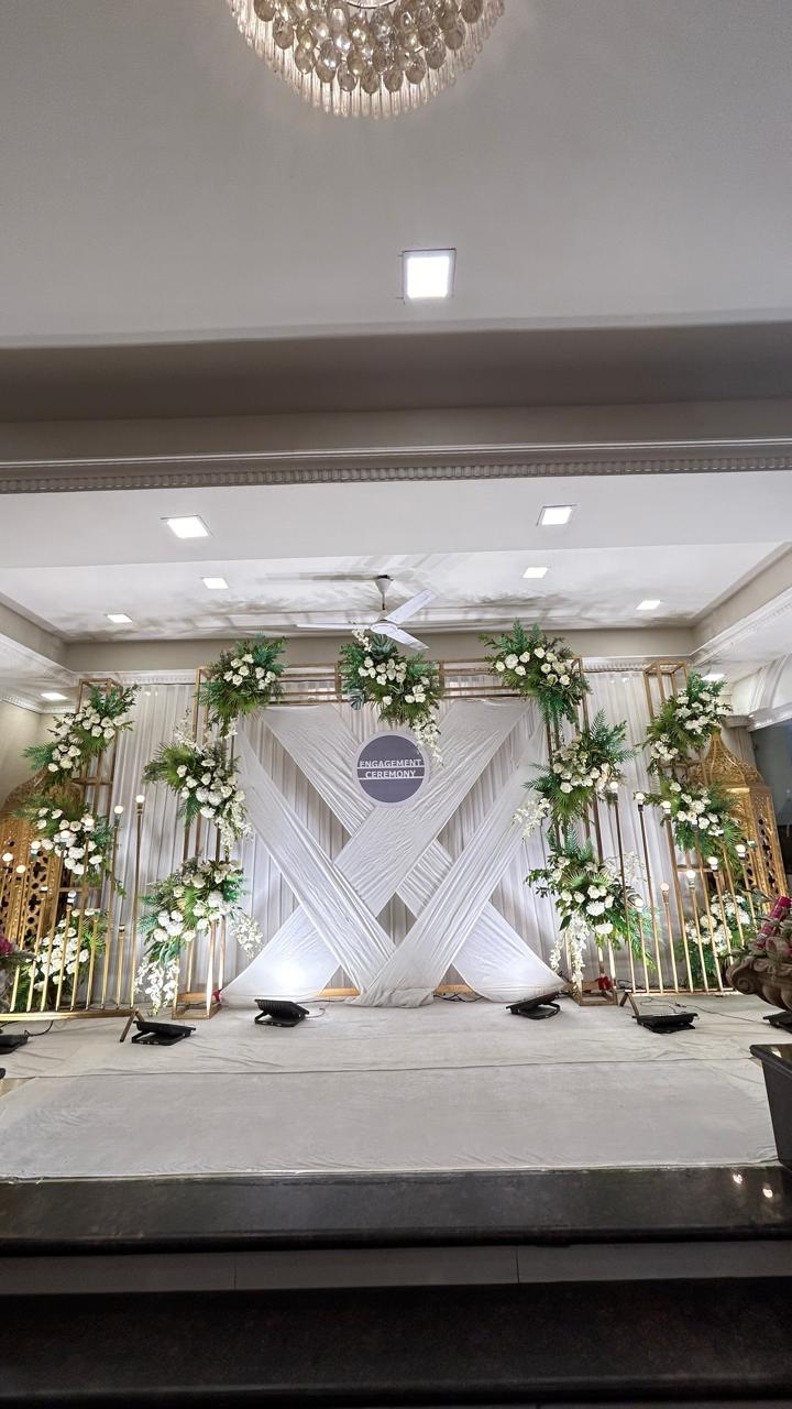 Engagement ceremony stage setup inside the hall