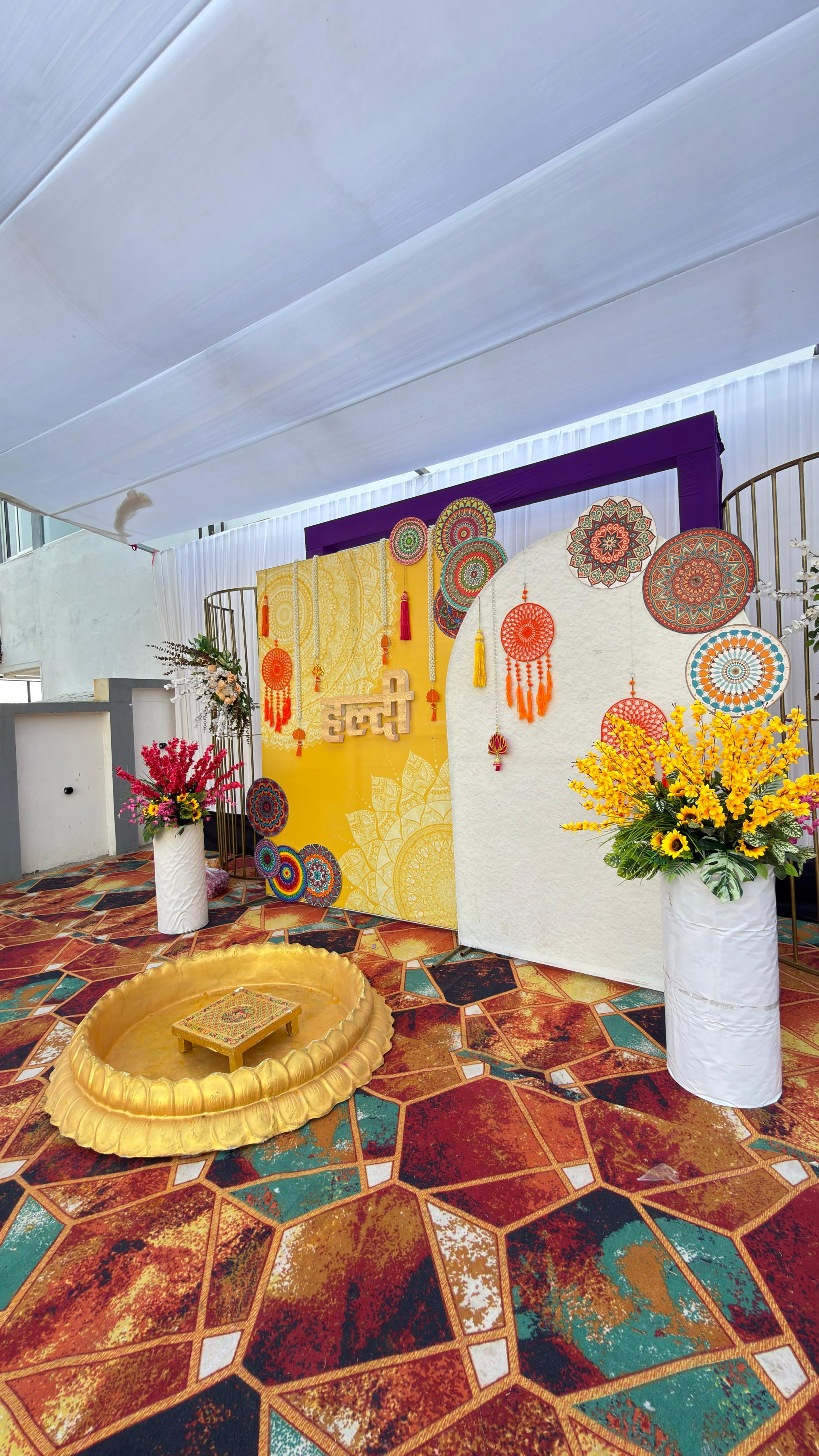Haldi and mehendi decor corner at Royal Celebration